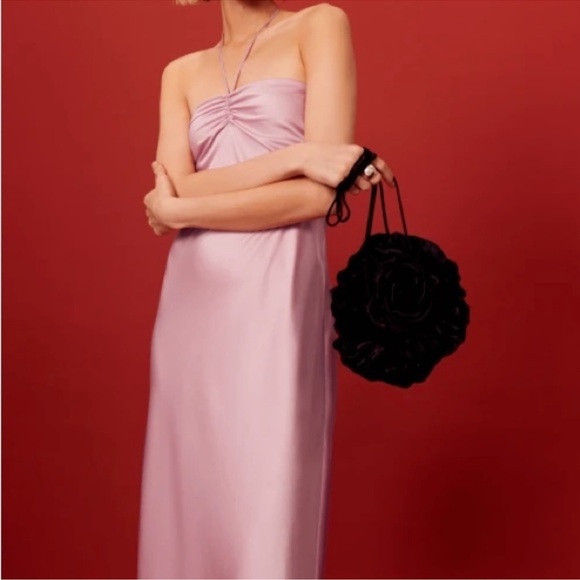 NWT Reformation Valora Satin Halter Maxi Dress in Color Babygirl Pink Size 6 - Picture 14 of 15